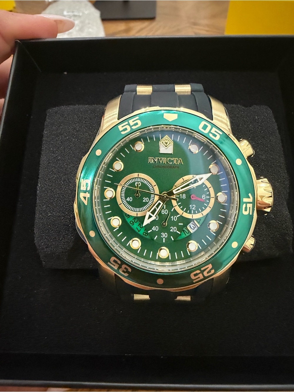 Invicta Scuba ProDiver Green and Gold Chronograph Watch